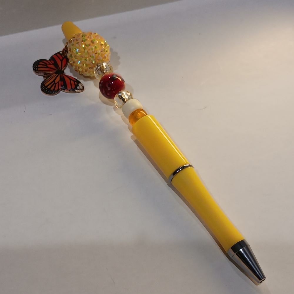 Yellow Kids Accessory Pen with Butterfly Charm